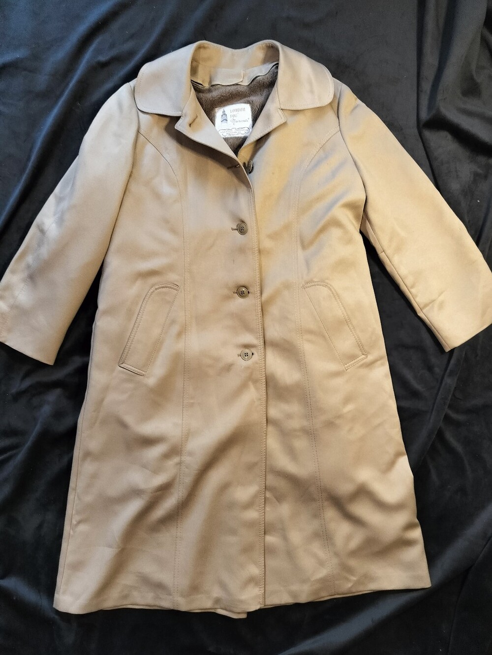 Vintage 70s London Fog Maincoats Khaki Trench Coat Impeccable Sherpa Lining 16P
